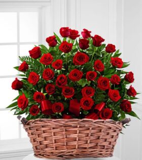 50  Red Roses Basket