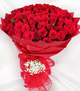 100 Red Rose Bunch Online Delivery in Hyderabad