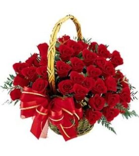 50 Red Roses Basket