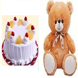 Brown Teddy N Cake
