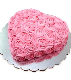 Pink Flower Heart Cake