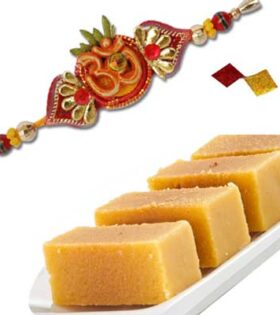 Fancy Rakhi Single Rakhi, 500gms of Milk Mysore pak