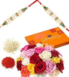 Mix Color Roses and Rakhi