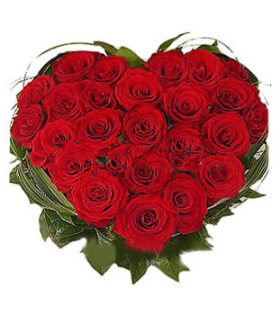 Red Roses Heart Shape Basket
