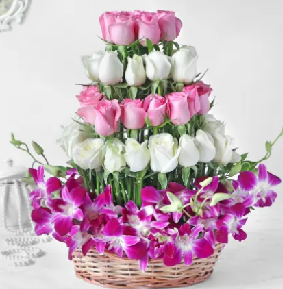 Orchids and Roses flower basket Online order in Hyderabad